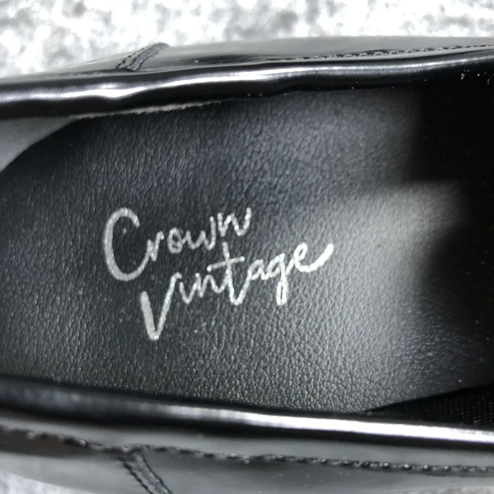 Crown Vintage Loafers Sage Womens 9.5 M Black Platform Block Heel Shoes